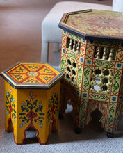 Load image into Gallery viewer, Moroccan Hand Painted Citron Gold Side Table - Sm