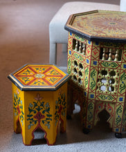 Load image into Gallery viewer, Moroccan Hand Painted Citron Gold Side Table - Sm