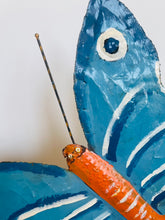 Load image into Gallery viewer, Hand Painted Metal Butterfly - Large Blue