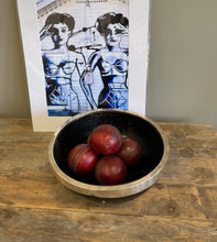 Load image into Gallery viewer, Wood and Silver Rimmed Salad Bowl