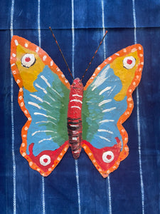 Hand Painted Metal Butterfly - Large Orange