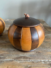 Load image into Gallery viewer, Pair of Round Wooden Carved Tribal Boxes
