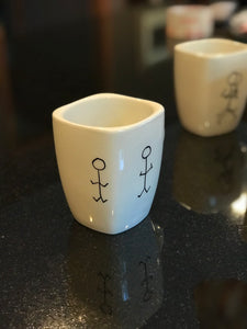 Set of Four Stick Figure Mugs