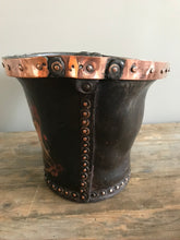 Load image into Gallery viewer, Antique Leather Studded Fire Bucket