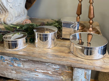 Load image into Gallery viewer, Vintage Small Silver Plated Circular Biscuit Box