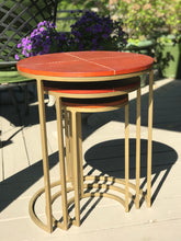 Load image into Gallery viewer, Set of Leather Stitched Nesting Tables