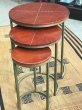 Load image into Gallery viewer, Set of Leather Stitched Nesting Tables