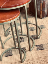 Load image into Gallery viewer, Set of Leather Stitched Nesting Tables