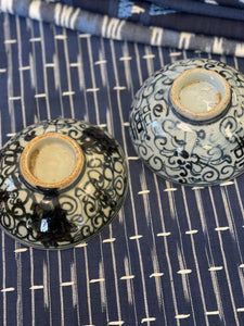 Pair of Porcelain Blue and White Rice Bowls
