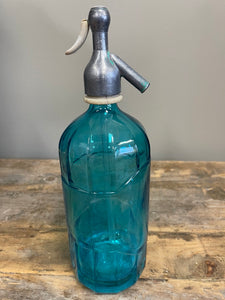 Vintage Geometric Aqua Colored Soda Siphon