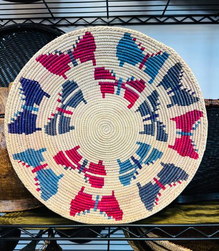 Handwoven Tribal Basket - Red and Blue