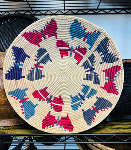 Handwoven Tribal Basket - Red and Blue