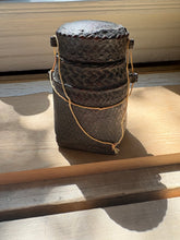Load image into Gallery viewer, Woven Bamboo Reed Cylindrical Covered Basket