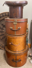 Load image into Gallery viewer, Antique Wood/Canvas &amp; Brass Hat Box