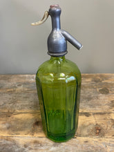 Load image into Gallery viewer, Vintage Green Linear Glass Siphon Bottle