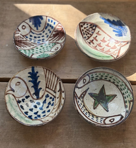 Vintage Mediterranean Bowls w/ Fish - set of 4