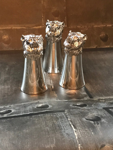 Vintage Silver Plated Lion Head Stirrup Cup