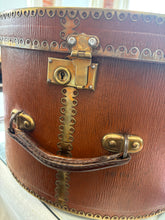 Load image into Gallery viewer, Antique Wood/Canvas &amp; Brass Hat Box