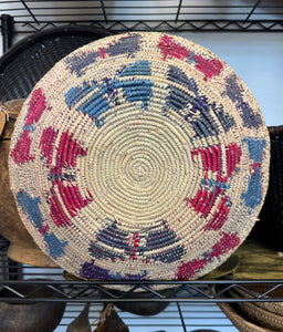 Handwoven Tribal Basket - Red and Blue
