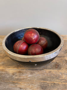 Wood and Silver Rimmed Salad Bowl