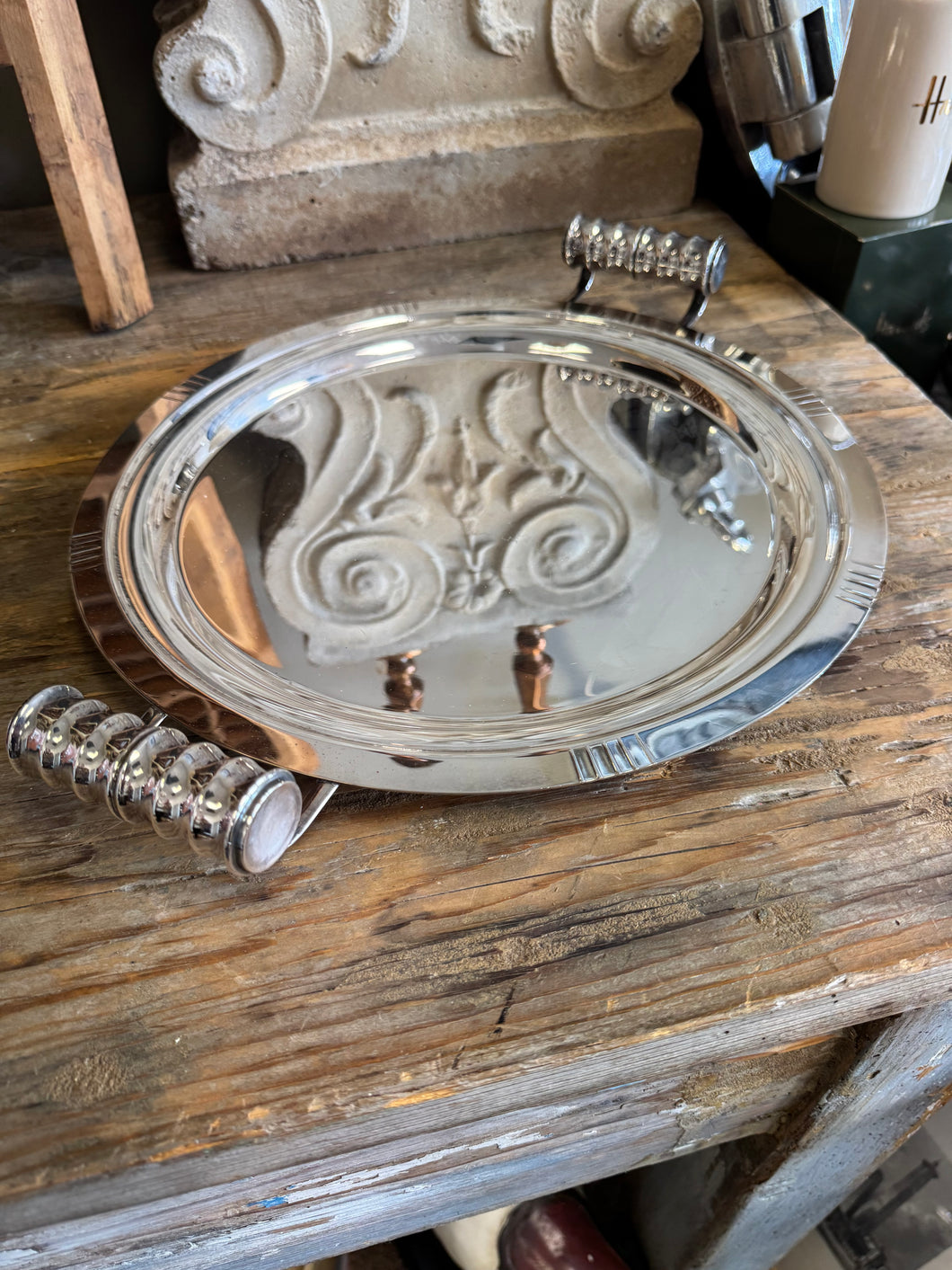 Vintage Art Deco Silver Tray w/ handles