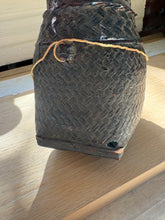 Load image into Gallery viewer, Woven Bamboo Reed Cylindrical Covered Basket
