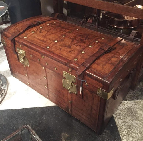 British Leather and Brass Studded Trunk