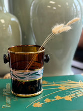 Load image into Gallery viewer, Mid Century Amber Glass &amp; Gilt Ice Bucket