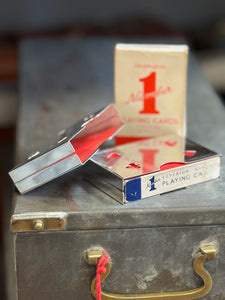 Vintage Silver Plated Playing Card Box w/ cards