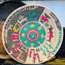 Load image into Gallery viewer, Handwoven Tribal Basket - Pink and Green