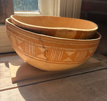 Load image into Gallery viewer, Calabash Nigerian Carved &amp; Etched Bowls ~ Set of 2