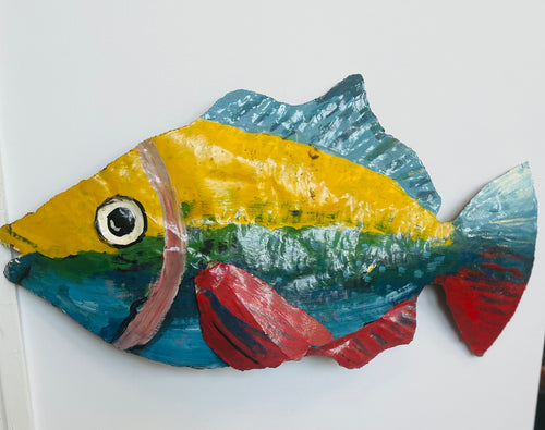 Hand Painted Metal Fish - Large