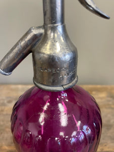 Vintage Spanish Fuchsia Glass Soda Siphon