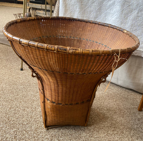 Vintage Woven Reed Carrying Basket