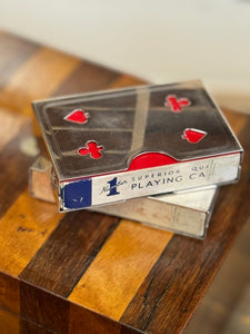 Vintage Silver Plated Playing Card Box w/ cards