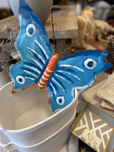 Hand Painted Metal Butterfly - Medium Blue
