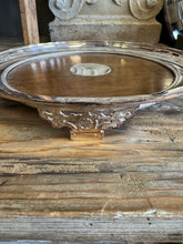 Load image into Gallery viewer, Oak &amp; Silver Round Tray with Ornate Feet