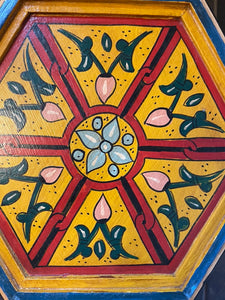 Moroccan Hand Painted Citron Gold Side Table - Sm