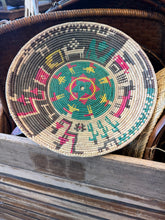 Load image into Gallery viewer, Handwoven Tribal Basket - Pink and Green
