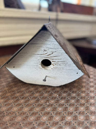 Handcarved Flat Roof Birdhouse