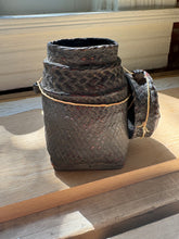 Load image into Gallery viewer, Woven Bamboo Reed Cylindrical Covered Basket