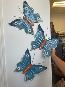 Hand Painted Metal Butterfly - Medium Blue