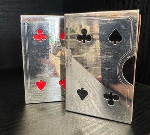 Vintage Silver Plated Playing Card Box w/ cards
