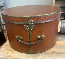 Load image into Gallery viewer, Antique Wood/Canvas &amp; Brass Hat Box