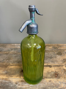 Vintage Green Ribbed Soda Siphon