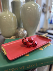 Vintage Gold Bamboo and Red Lacquer Tray