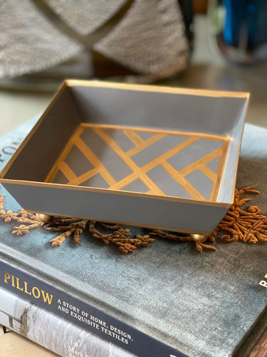 Grey and Gold Hand painted Napkin Tray