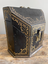 Load image into Gallery viewer, Black and Gold Leather Tooled Stationery Box