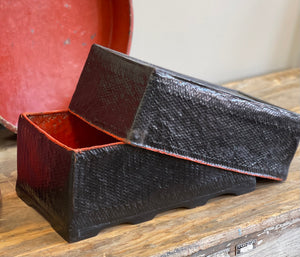 Black & Red Lacquer Bamboo Box