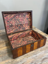 Load image into Gallery viewer, Antique Striped Two-Colored Mahogany Box  w/ key